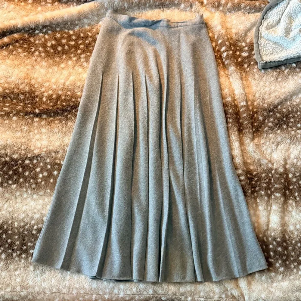 S Vintage Bonnie & Norma Light Gray Wool Maxi Skirt